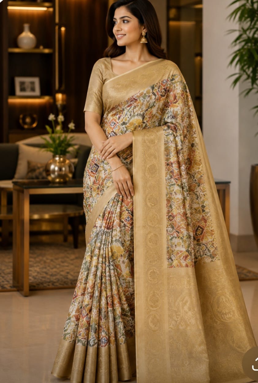 Soft silk printed saree
