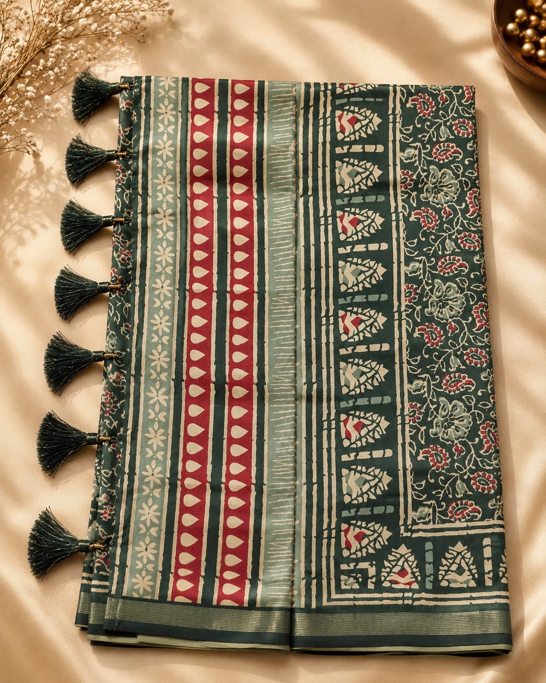 Floral Printed Silk Saree