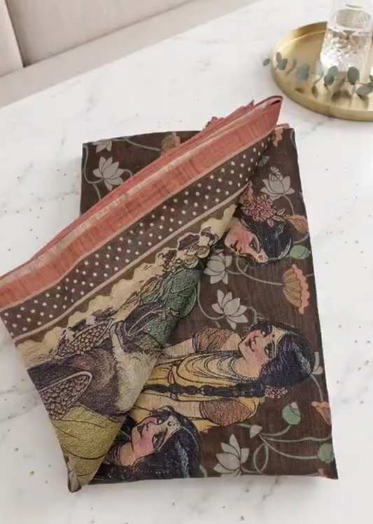 Kalamkari Floral Printed Saree (CODE 2014)