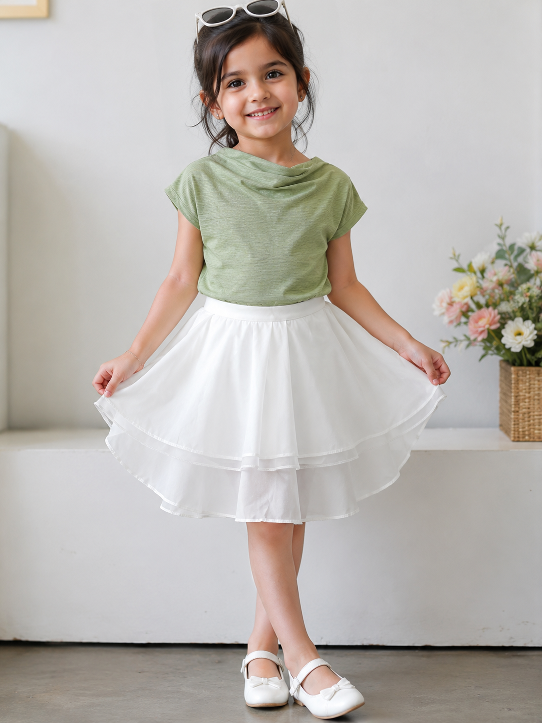 Green & White Girls’ Co-Ord Set