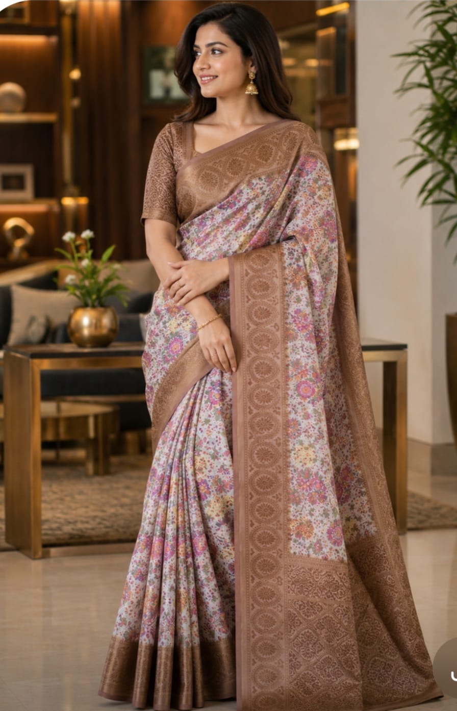 Soft silk printed saree