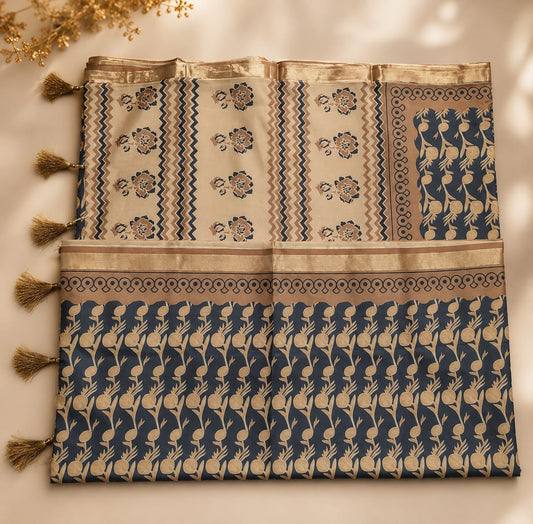 Floral Printed Silk Saree